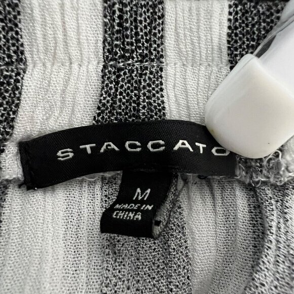 Staccato Off Shoulder Surplice Hi Low Pullover Blouse Black/White Striped Size M - Picture 7 of 8